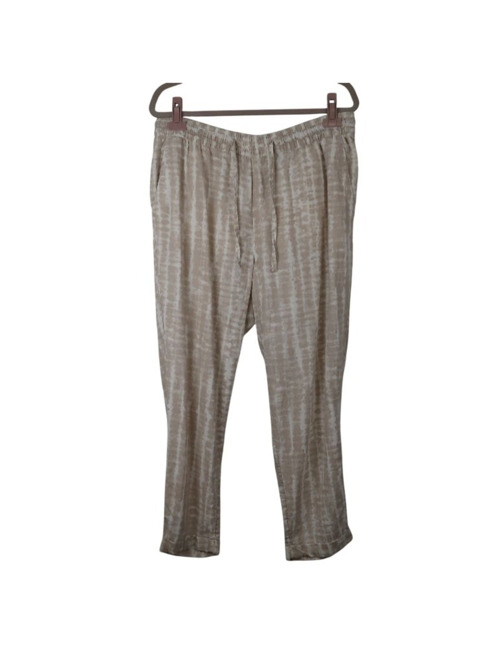 ✨3/$30 Old Navy L Beige Tie-Dye Drawstring Pants Linen Blend Casual Lightweight